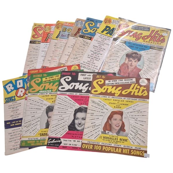 Approx 10 vintage 1940s/50s Song Hits magazines