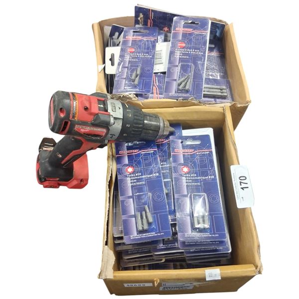 Large collection of brand new drill bits and drill