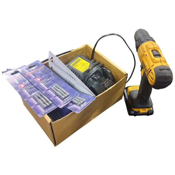 Large collection of brand new drill bits and drill