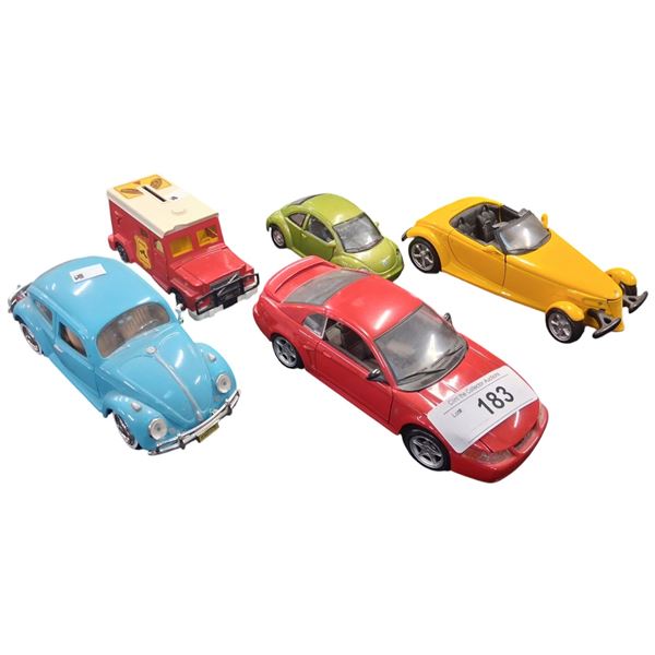 5 die cast vehicles