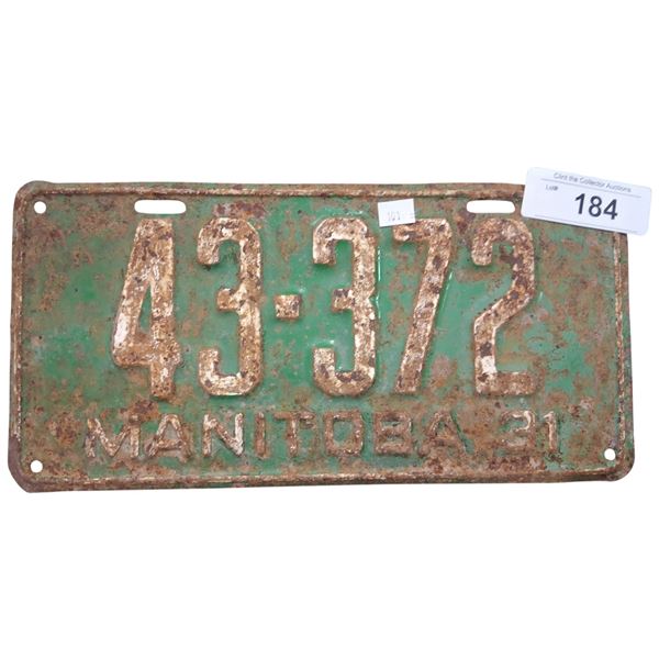 Vintage 1931 Manitoba plate