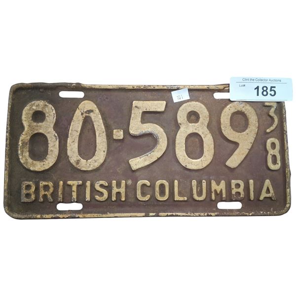 Vintage 1938 BC plate