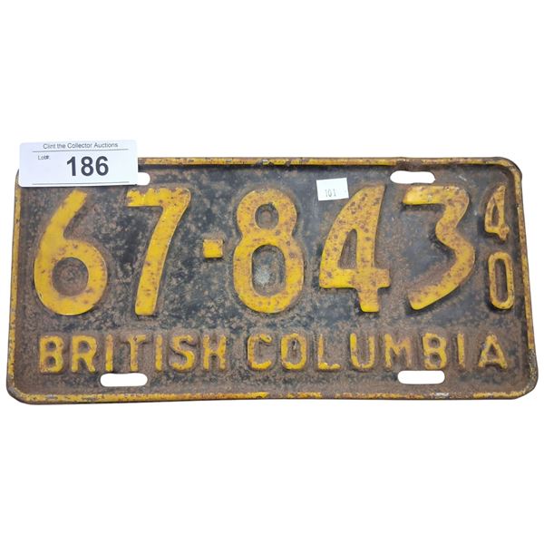 Vintage 1940 BC plate