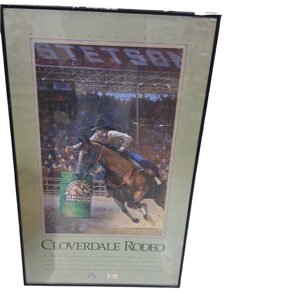 2 framed Cloverdale Rodeo posters, largest is 32"x20.5"
