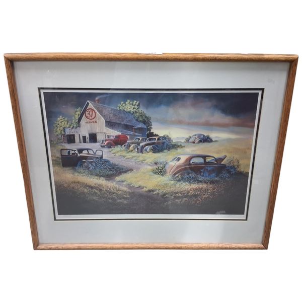 Vintage framed 82/500 "37th Heaven" print, 31"x25.5"
