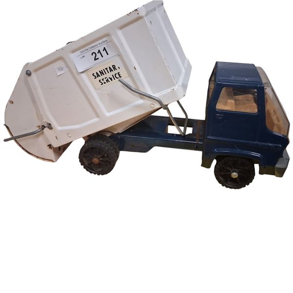 Vintage 1960s Tonka Sanitary Servive garbage truck 16"