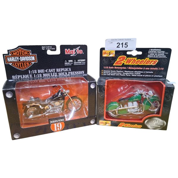 2 NIB 1:18 scale Harley Davidson motorcycles