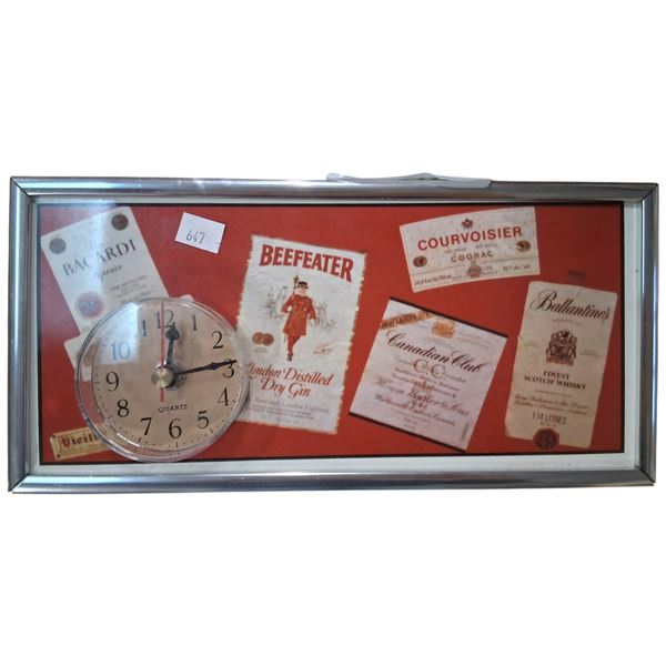 Vintage Beefeater London Dry Gin clock/sign 10"x5"