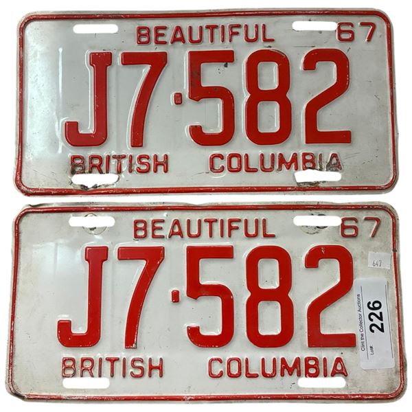 Match pair of 1967 BC plates