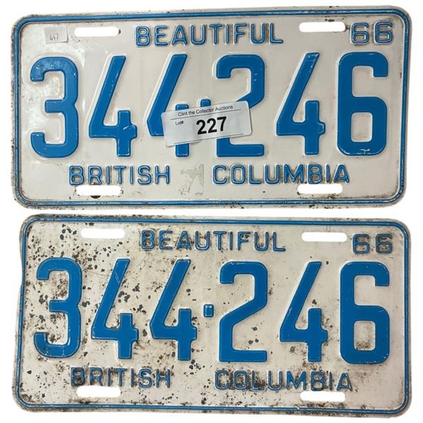 Match pair of 1966 BC plates