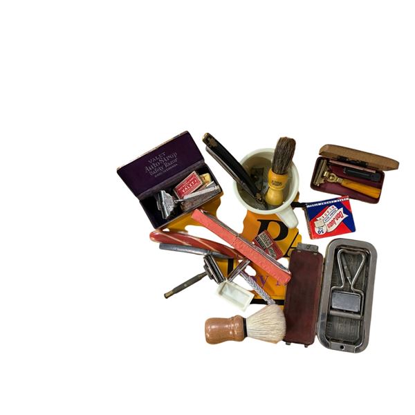 Vintage collection of shaving items