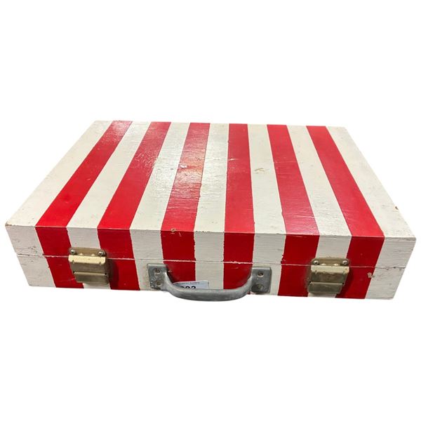 1960s pinstriped wooden case 20"x15"