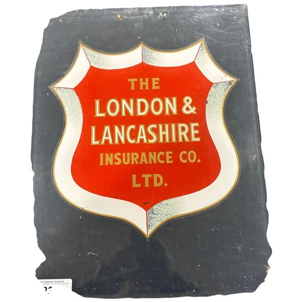 Vintage London & Lancashire Insurance plaque in plexiglass 18"x14"