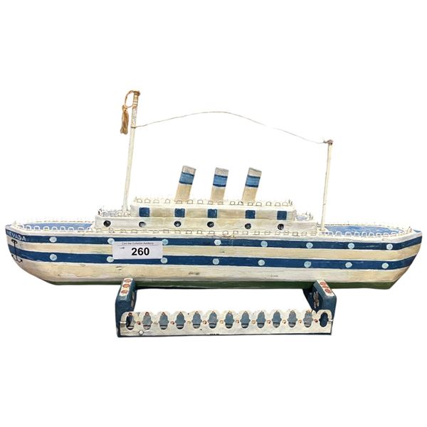 Vintage hand painted wooden folk art cruise ship "Nevada" 23"