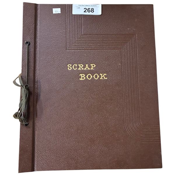Vintage leather bound scrap book, 15"x11"