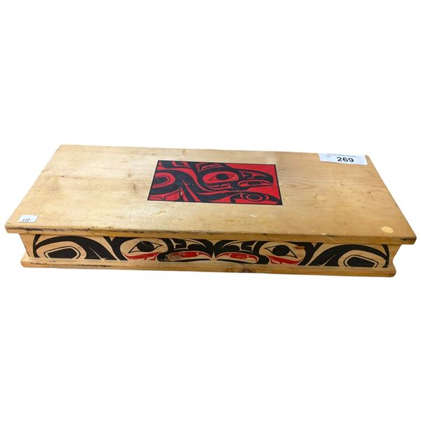 Vintage eagle indigenous feather box 17"x7"x2"
