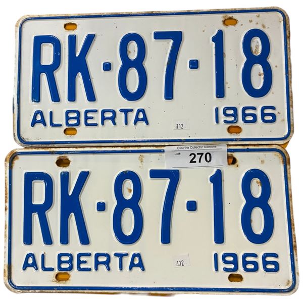 Match pair of 1966 Alberta plates