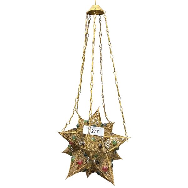 Moroccan hanging pendant lamp/lantern 25" tall