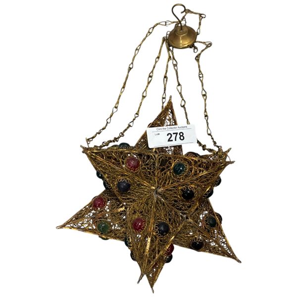 Moroccan hanging pendant lamp/lantern 25" tall