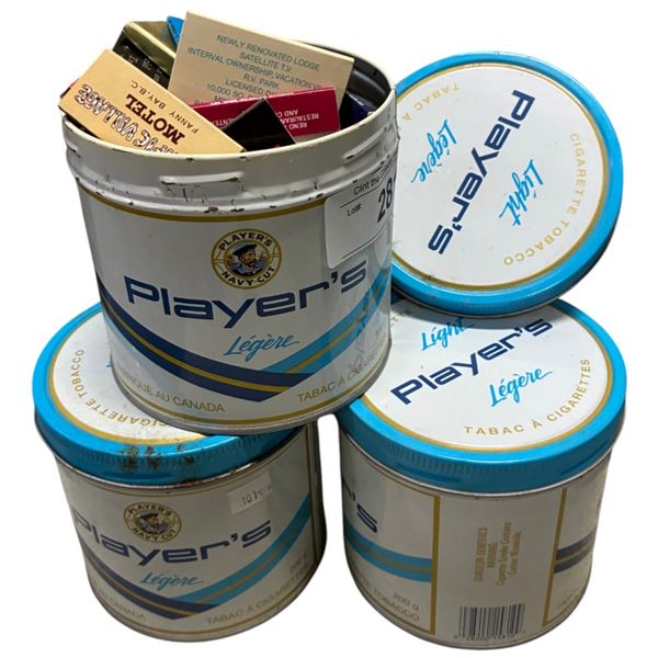 3 vintage Players tins, one with matches!