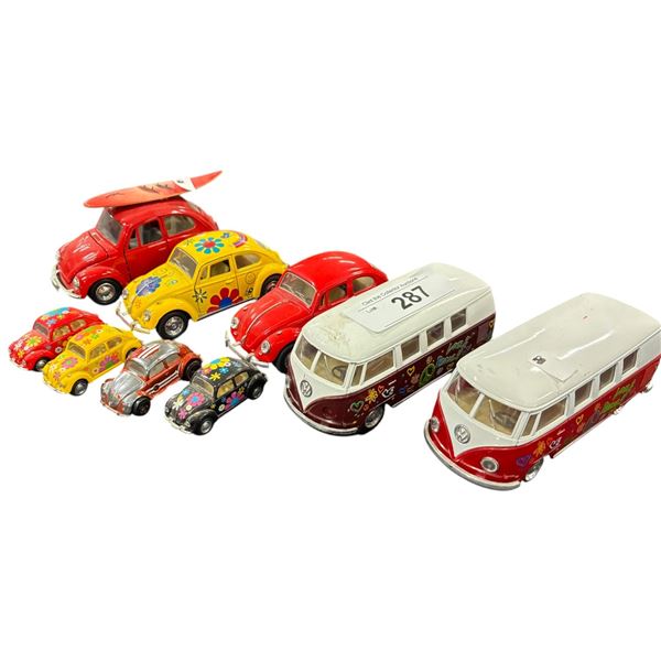 9 die cast vehicles