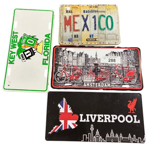 4 vintage license plates