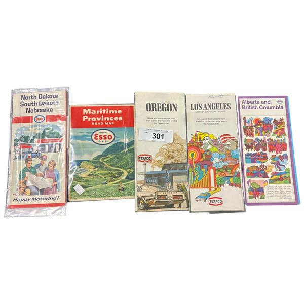 Approx 5 vintage gas station maps