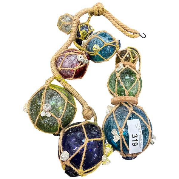 2 strings of Japanese glass fishing floats