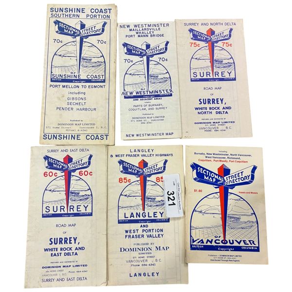 6 vintage ferry guide booklets