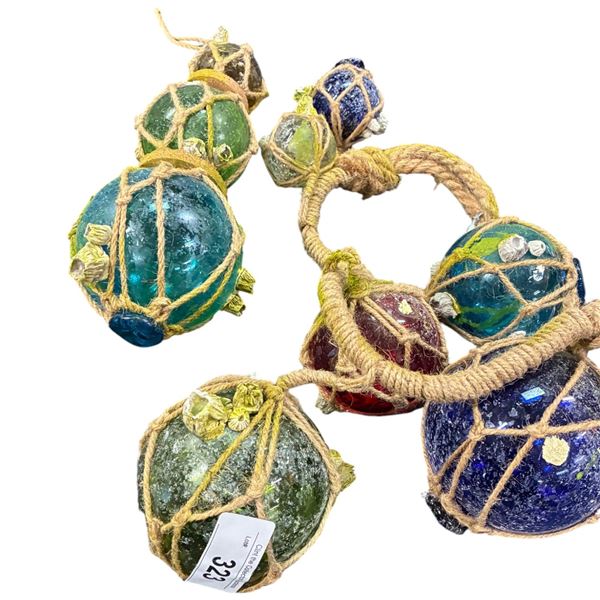 2 strings of Japanese glass fishing floats