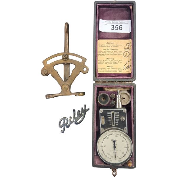 Vintage German made tachometer & car emblem ect..
