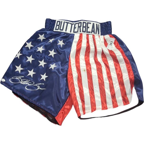 Vintage Butterbean boxing trunks autographed!