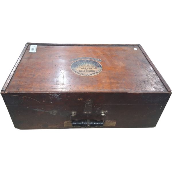 Antique table top printer's box & contents 19.5"x13"x7"