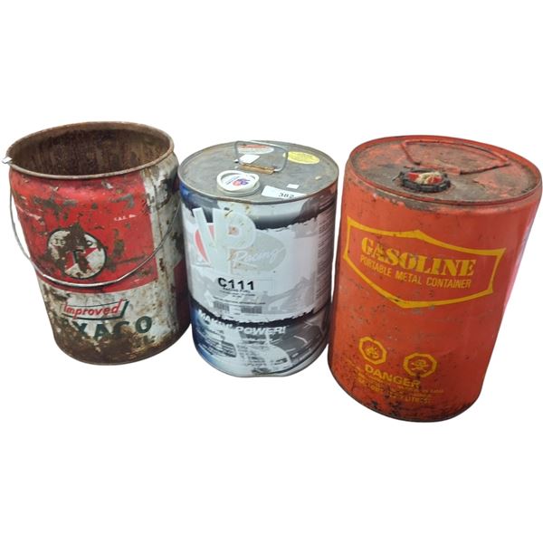 3 vintage 5 gallon oil pails