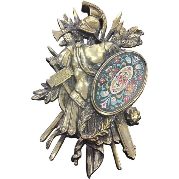 Brass crest/plaque with knight 33" tall