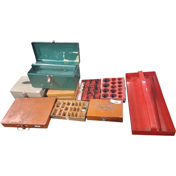 8 vintage tool boxes, some with contents