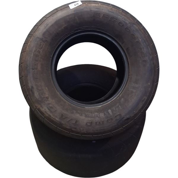 2 drag tires and antique sink