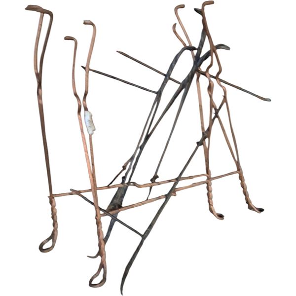 2 sets of vintage wrought iron twist legs for ice cream parlor tables