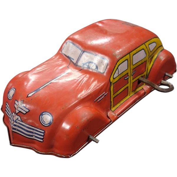 1930s-50sVintage J. Chein and Company wind up Woody stationwagon 6" working condition