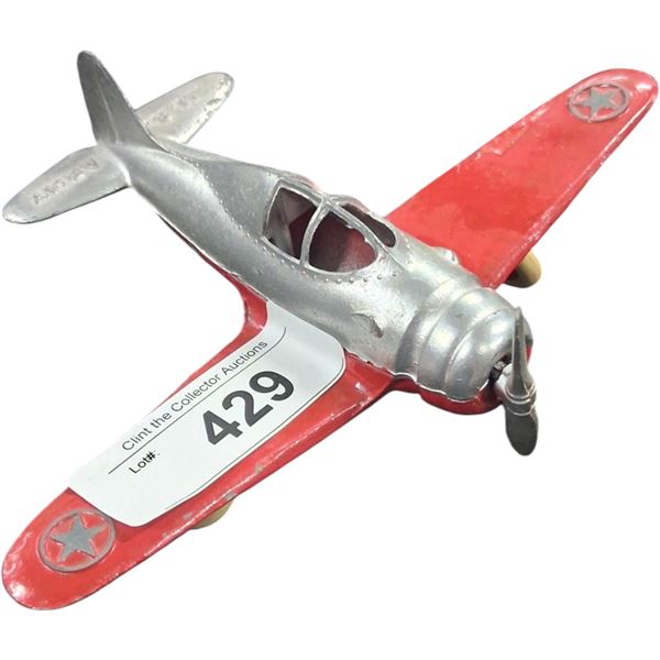 Vintage 1940s Hubley Army  U.S. fighter plane 7" wingspan