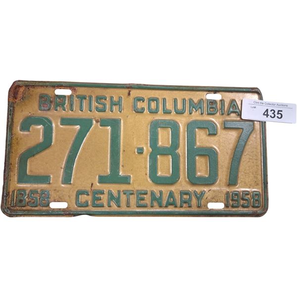 Rare! 1958 BC Centenary Plate
