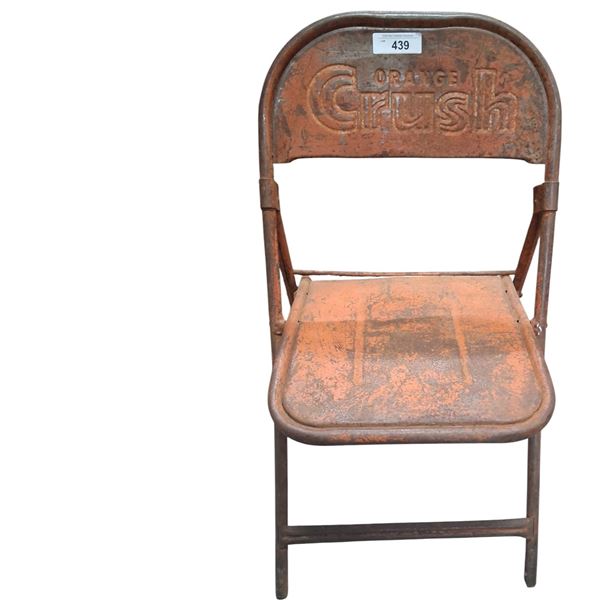 Rare! 1950s Vintage Orange Crush folding chair, embossed