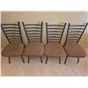 Image 3 : Metal Dining Table With Glass and Tile Top and Four Ladder-Back Chairs