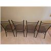 Image 4 : Metal Dining Table With Glass and Tile Top and Four Ladder-Back Chairs