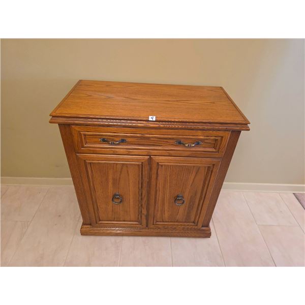 Wooden Cabinet with Single Drawer and Double Doors Bronze Hardware