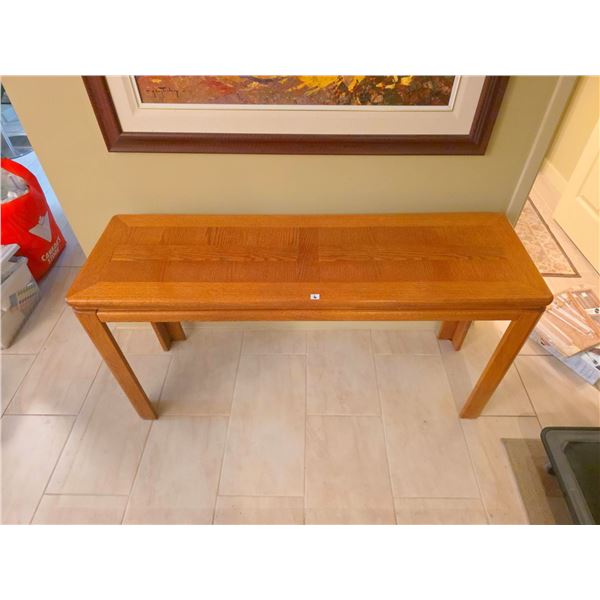Rectangular Oak Wood Console Table with Straight Legs