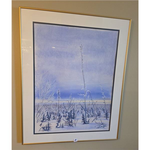 Signed 1996 Winter Landscape Pastel by Vi Dyson Foon, Framed