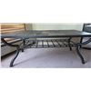Image 3 : Rectangular Slate Tile Top Coffee Table with Black Metal Frame and Lower Rack