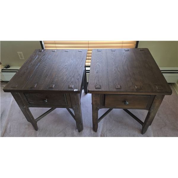 Square Solid Wood End Tables with Single Drawer matches lot 18.