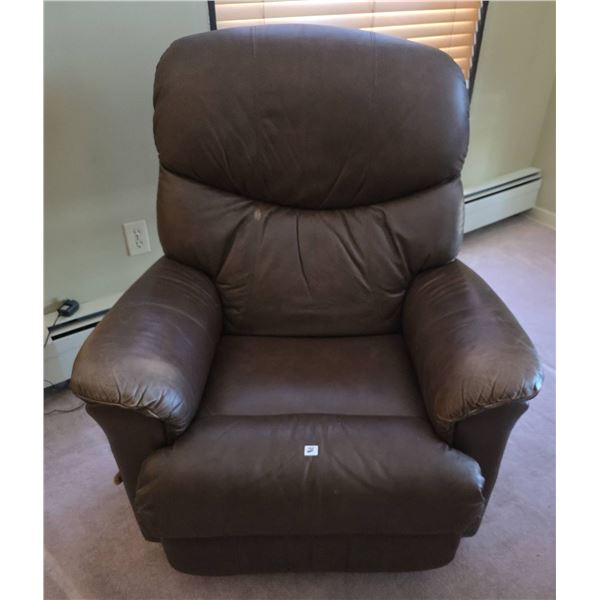 Brown Leather Recliner Armchair With Matching Pillow